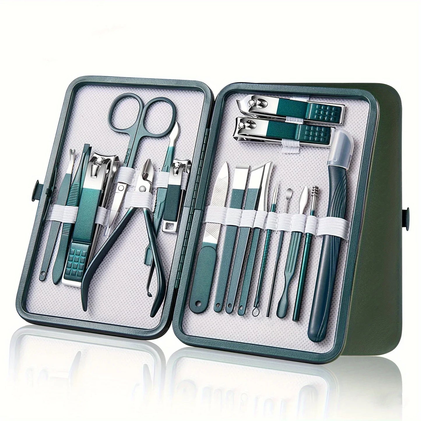 Trousse de manucure et pédicure professionnelle 7/10/12/18 pièces en acier inoxydable, ensemble de coupe-ongles avec étui de voyage
