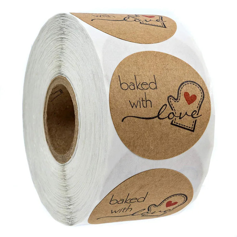 500 Pcs Baking Kraft Paper Heart Shape Labels for Packaging, Envelope Seals, Small Business, Wedding, Birthday, Party Gift Wrap
