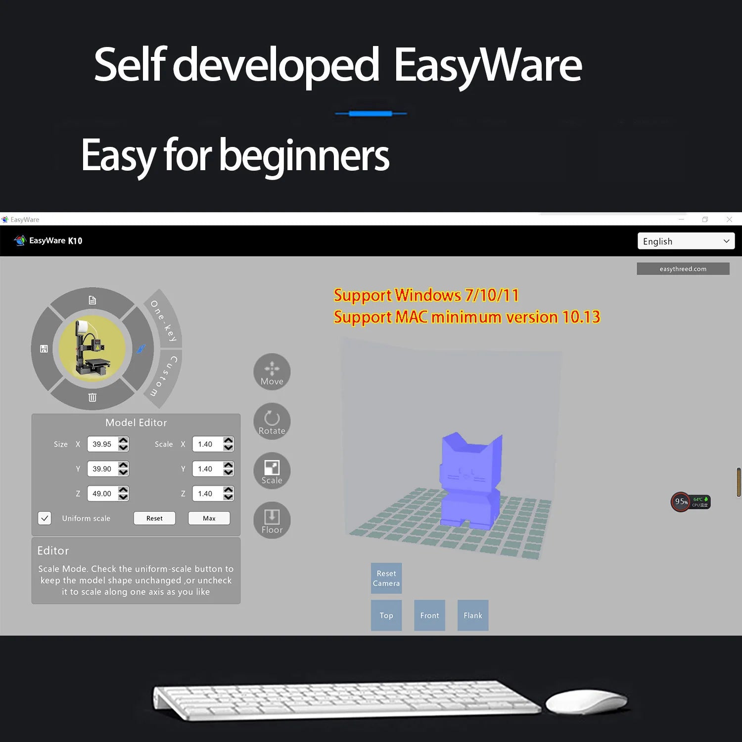 EasyThreed 3D Printer  Entry Level  Compatible with PLA TPU 1.75mm Filament  include Power Adaptor. - Shoppiline