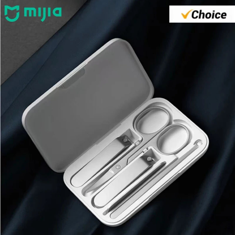 Mijia Nail Clipper Five-Piece Set White High-Quality Stainless Steel Magnetic Absorption Simple Five-Piece Set Portable