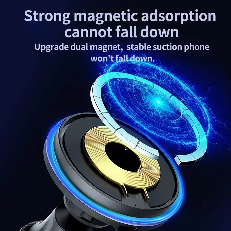 Magnetic Car Wireless Charger RGB For iPhone12 13 14 15 16 17 Pro Max Macsafe Car Phone Holder Stand Mount Fast Charging Station - Shoppiline