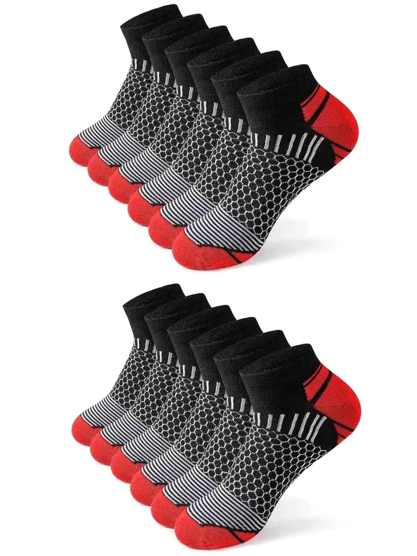 12Pairs High Qualit Athletic Socks Men's Ankle Socks Running Cyclling Waist Honeycomb Design And Firm Sports Leisure Socks Gifts