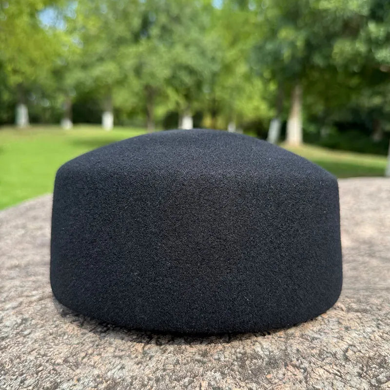 Retro Flight Attendant Ball Hat Women's 100% Wool Felt Beret Party Charming Hat Wedding Cocktail Party Medicine Box Hat