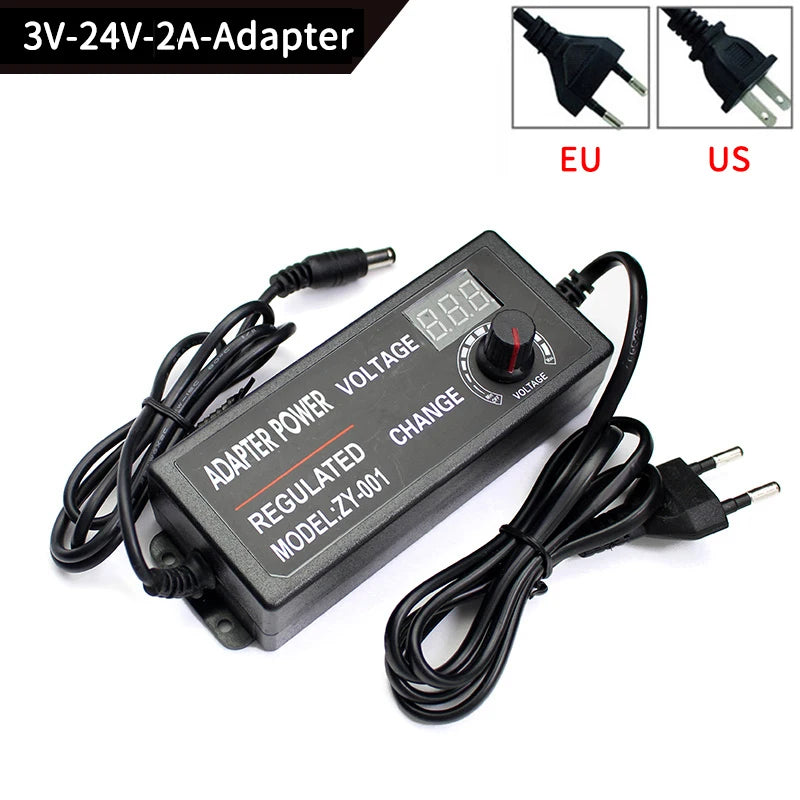 Adjustable Power Supply Adapter AC To DC 3V 12V 3V 24V 9V 24V Universal Adapter with Display Screen Voltage Regulated Hoverboard