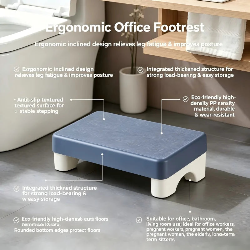 Ergonomic PP Footrest Under Desk Foot Stool Comfortable Space-Saving Foot Rest for Office Work Study Sofa Home