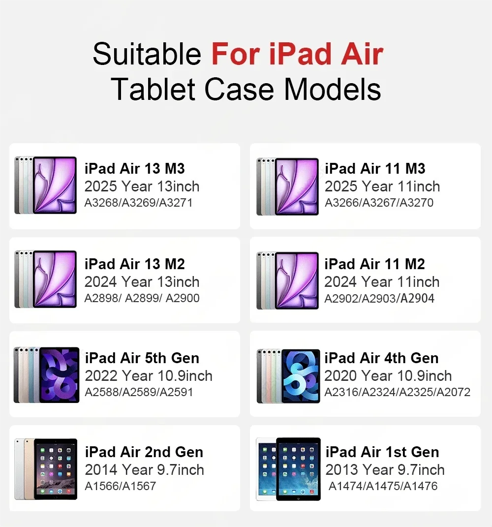 For iPad A16 A19 12th 11th 6th 5th Gen 9.7 Inch Air 1 2 Case for iPad Pro 9.7 2016 Air 5 4 11 10th 10.9 Mini 1 2 3 4 5 6 7 Case