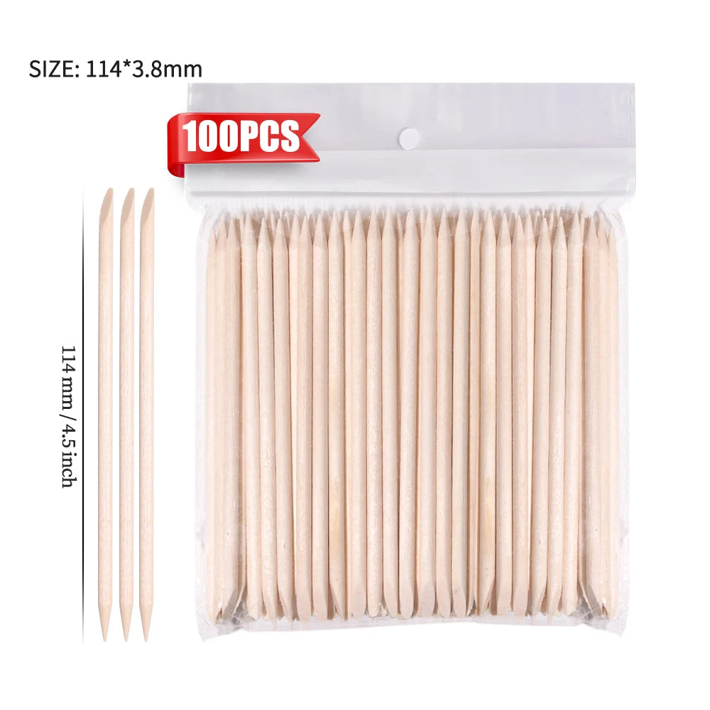 50/1000Pcs Double Ended Wooden Cuticle Pusher Multi  Nail Art Tools Beechwood Stick Manicure Pedicure Tool Suitable for Home Use
