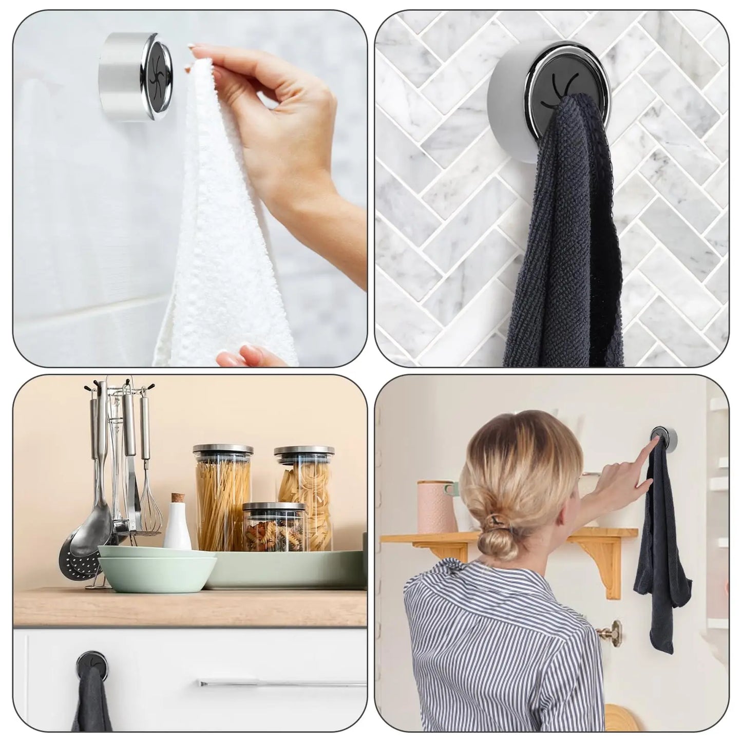 3PCS Non Punching Dishwashing Cloth Storage Clip Dishcloth Clip Kitchen Household Gloves Hook Towel Rack Hole Clip Wall Hanging