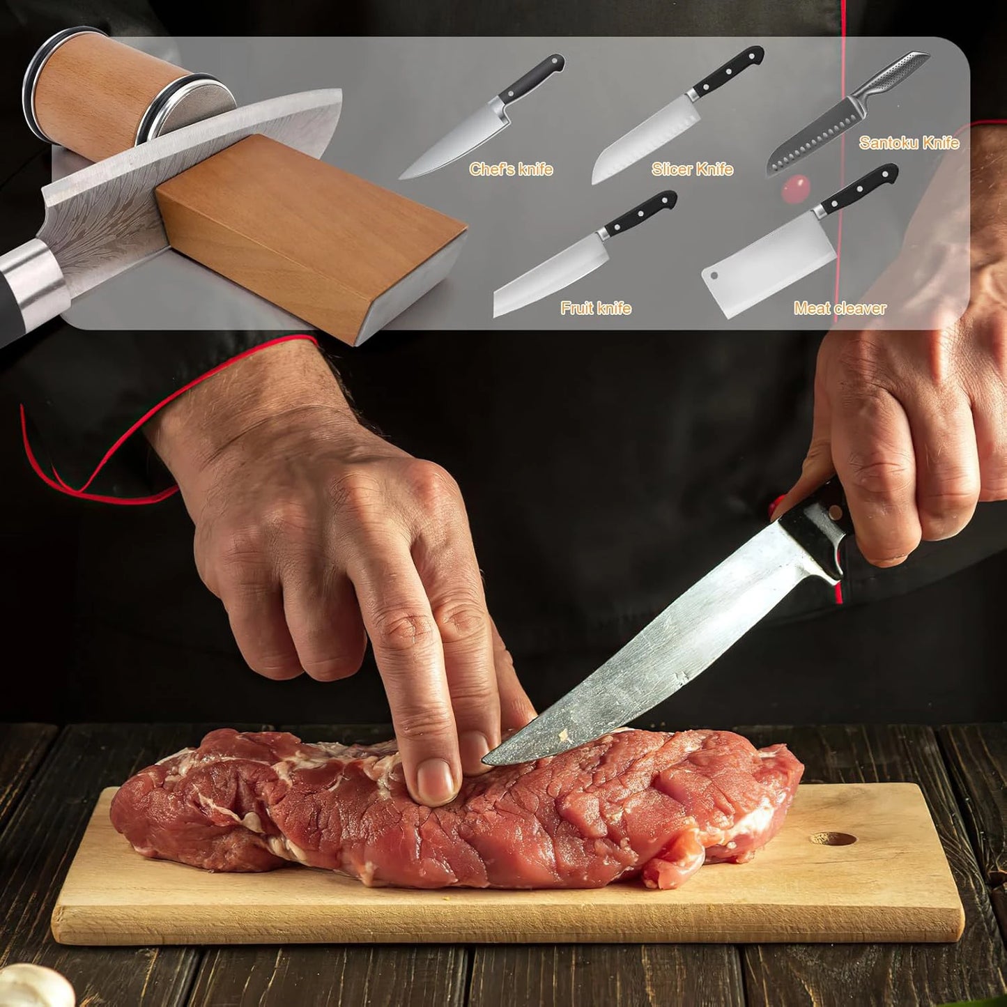 Rolling Knife Sharpener For Straight Edge Knife Sharpener Kit With 15/20° Degree Magnetic Angle For Kitchen Knives Whetstone Set