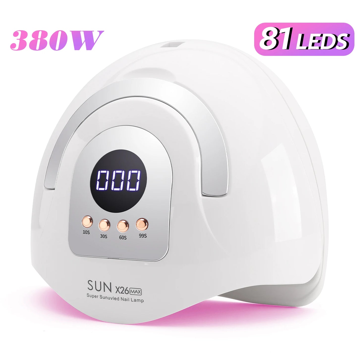 Lampe à ongles UV LED 380W 81 LED, séchoir à ongles pour vernis gel, 4 réglages de minuterie, lampe à ongles UV professionnelle, lumière à ongles à capteur automatique
