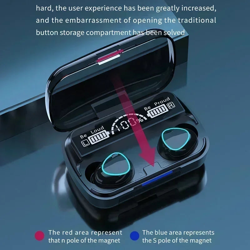 New Bluetooth Earphones Handfree LED Dispay Headphones Bluetooth Music Wireless Earbuds Waterproof Headset For smartphones