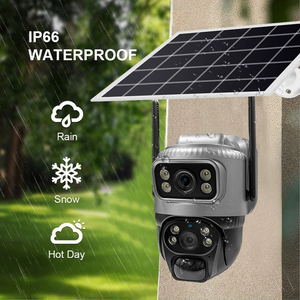 V380 Dual Lens 4G Camera Solar PIR Human Detection Night Vision Waterproof Security Video IP Camara 8MP 4K Battery CCTV Monitor - Shoppiline