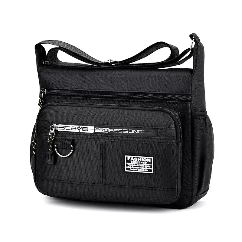 Men's cross-body bag with multi-layered pockets, adjustable shoulder strap, business single-shoulder bag