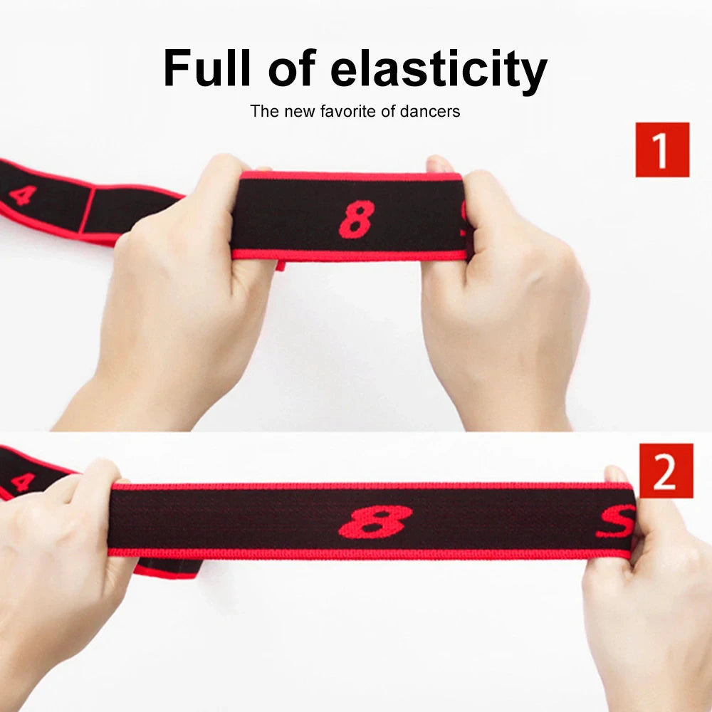 8/10 Sections Dance Resistance Band Yoga Stretching Pilates Fitness Digital Elasticity Elastic Stretch Training Tension Belt