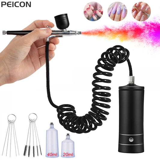 Airbrush Nail with Compressor Portable Air Brush with Compressor For Nails Art Cake Painting Craft Airbrush Nail Art Compressor - Shoppiline