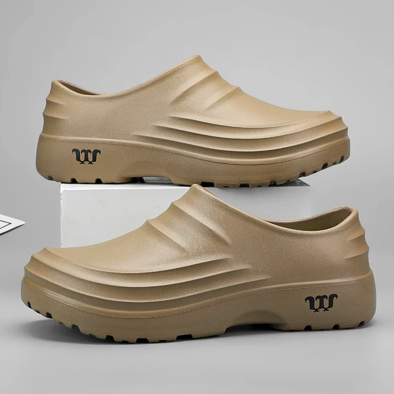 New Men's Anti-slip Chef Shoes Sandals For Men Working Shoes Waterproof Fashion Garden Shoes Clogs For Beach Slippers Size 36-48