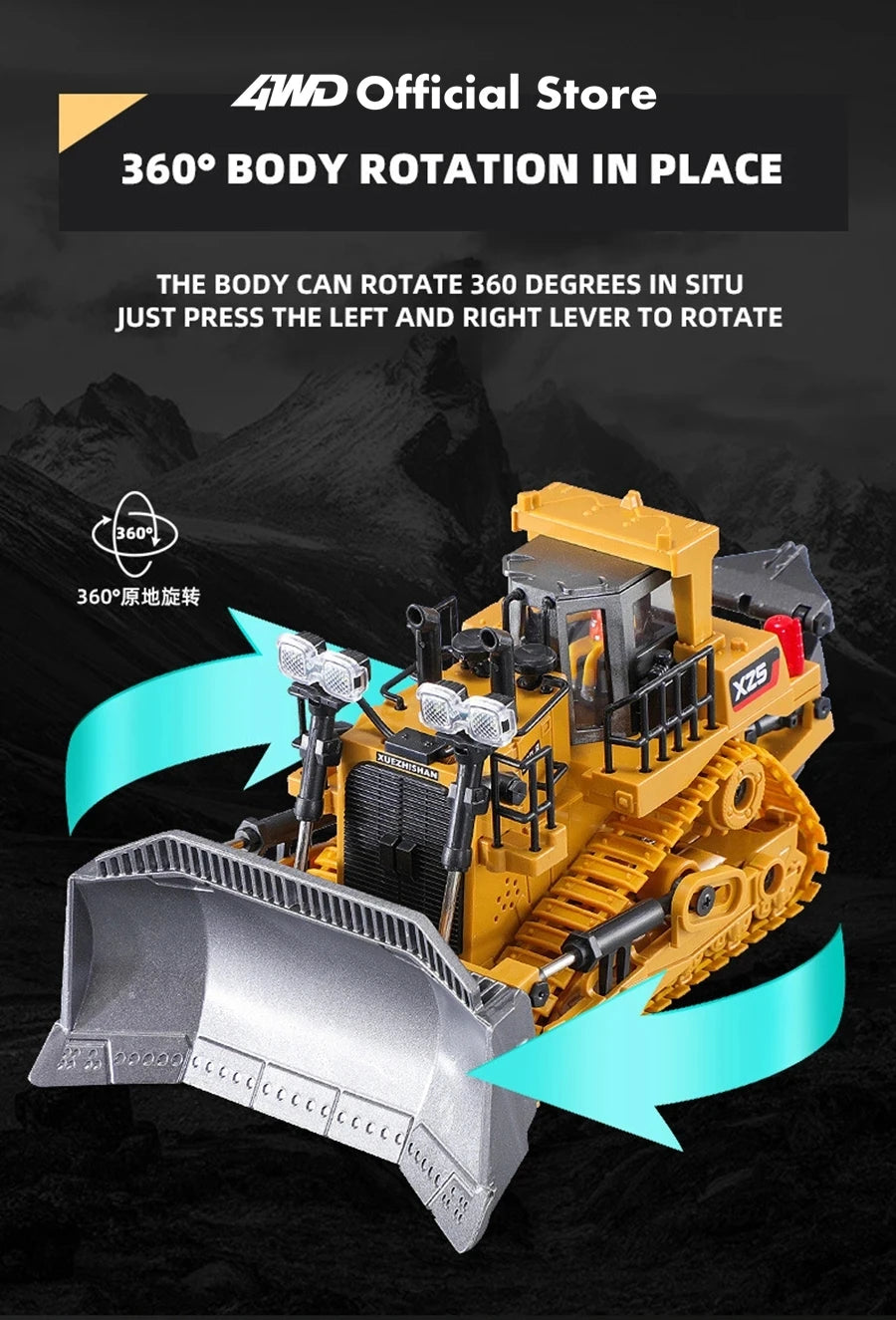 4WD Remote Control Excavator 4x4 Alloy Dump Truck Bulldozer Radio Model RC Car Construction Vehicle Toy Children Kids Gifts - Shoppiline