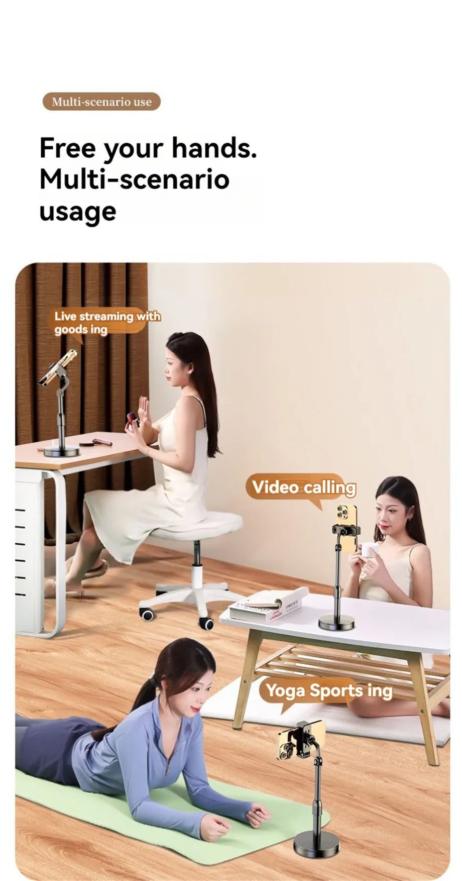 Multifunctional Mobile Phone Bracket Live Broadcast Bracket Adjustable Height Mobile Phone Telescopic Portable Bracket Live - Shoppiline