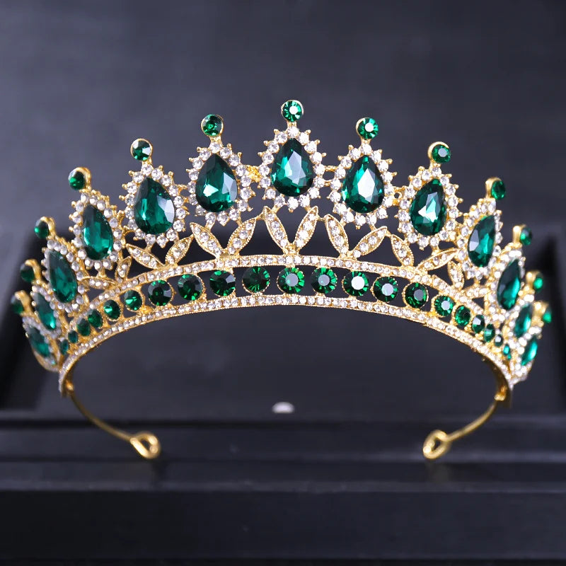 Baroque Vintage Crystal Tiaras And Crowns Rhinestone Queen Pageant Prom Diadem Crown Bridal Wedding Hair Accessories Jewelry