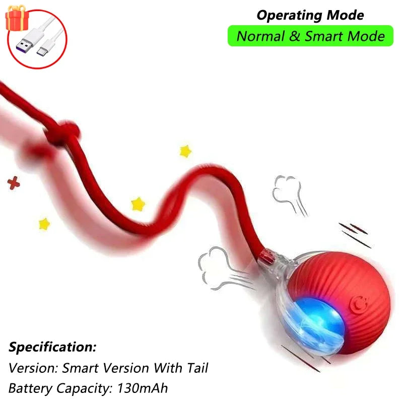 iLMH 1/2 PCS Cat Interactive Ball Toy Automatic Rolling Ball Faux Tail Rechargeable Smart Pet Electric Toy Pet Toy Imitate Mouse