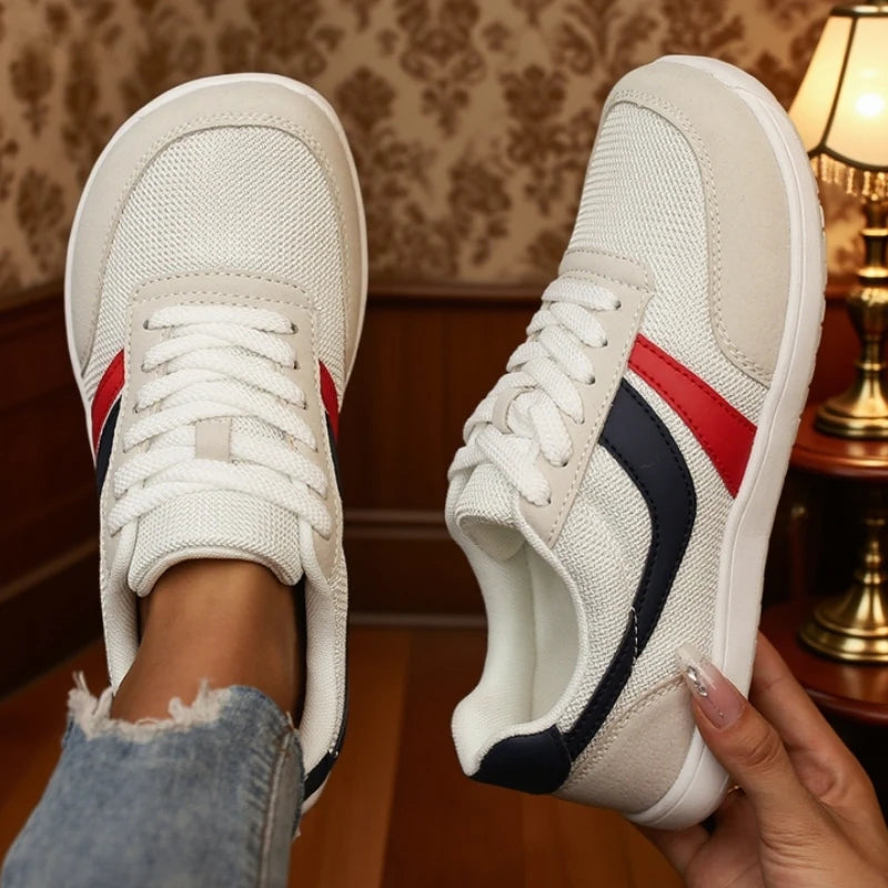Damen-Sneaker Barfuß Freizeit Weit Modisch Canvas Flacher Board-Schuh 2025 Neu Breite Zehenpartie Atmungsaktiver Mesh-Laufschuh