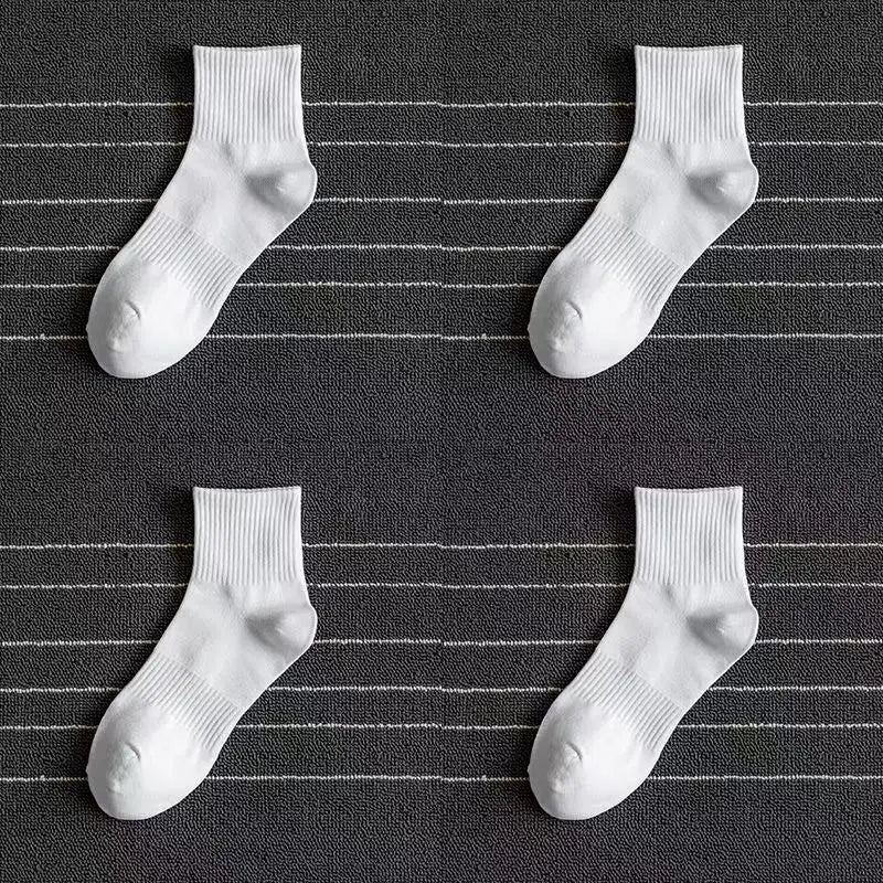 5/10/20 Pairs Neutral Solid Color Round Neck Socks Spring Summer Sweat Absorbing Breathable Comfortable All-season Sports Socks