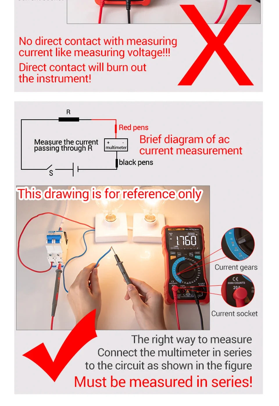 ANENG 681 Non-contact Voltage Tester AC/DC Rechargable Digital Professional MultimeterVoltage Meter LCD Screen Current Tester - Shoppiline