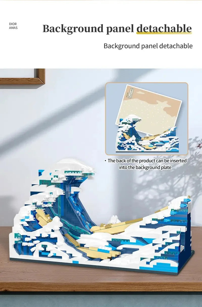 Pantasy Kanagawa Surfing Puzzle Ukiyo-E Building Block Decoration Creative Assembling Toy World Famous Painting Gift - Shoppiline