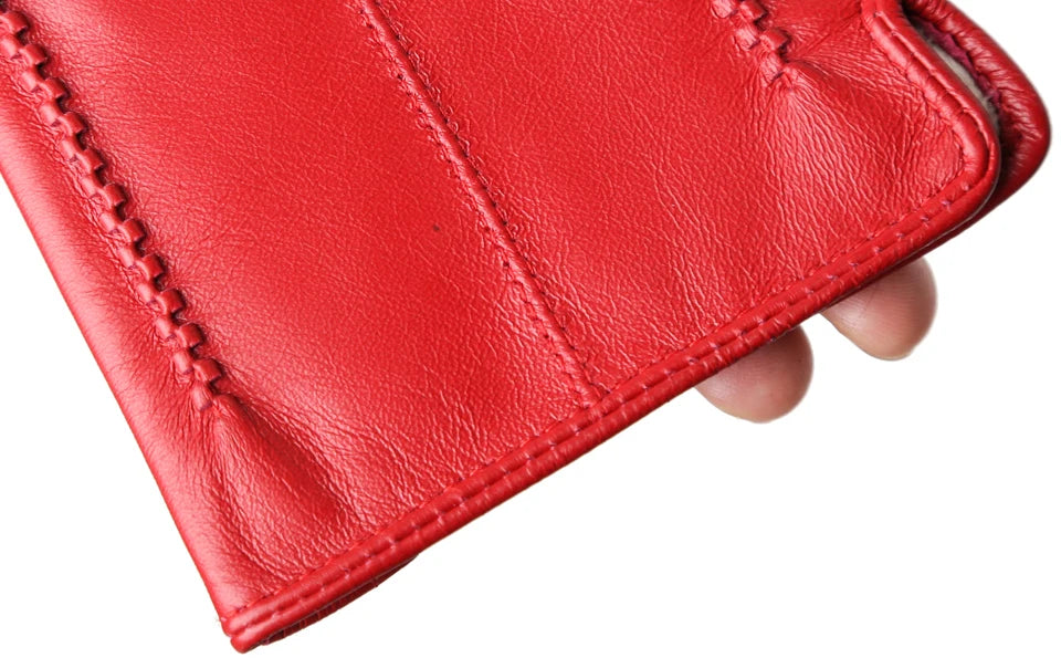 Women's sheepskin gloves winter warm plus velvet short thin touch screen driving color women's leather gloves good quality -2226