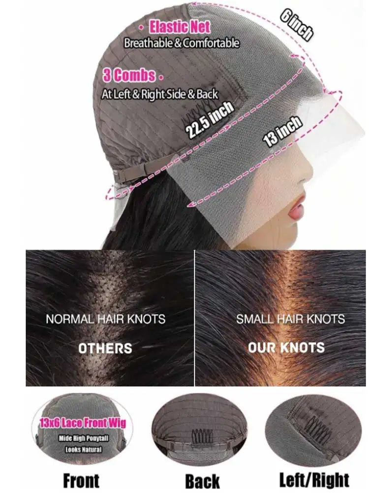 Unbehandelte peruanische Body Wave Echthaarperücken mit 250 % Dichte, 40–42 Zoll, 13x6 HD-Lace-Front, 13x4-Frontal-Perücken, glueless Verschlussperücken für Damen