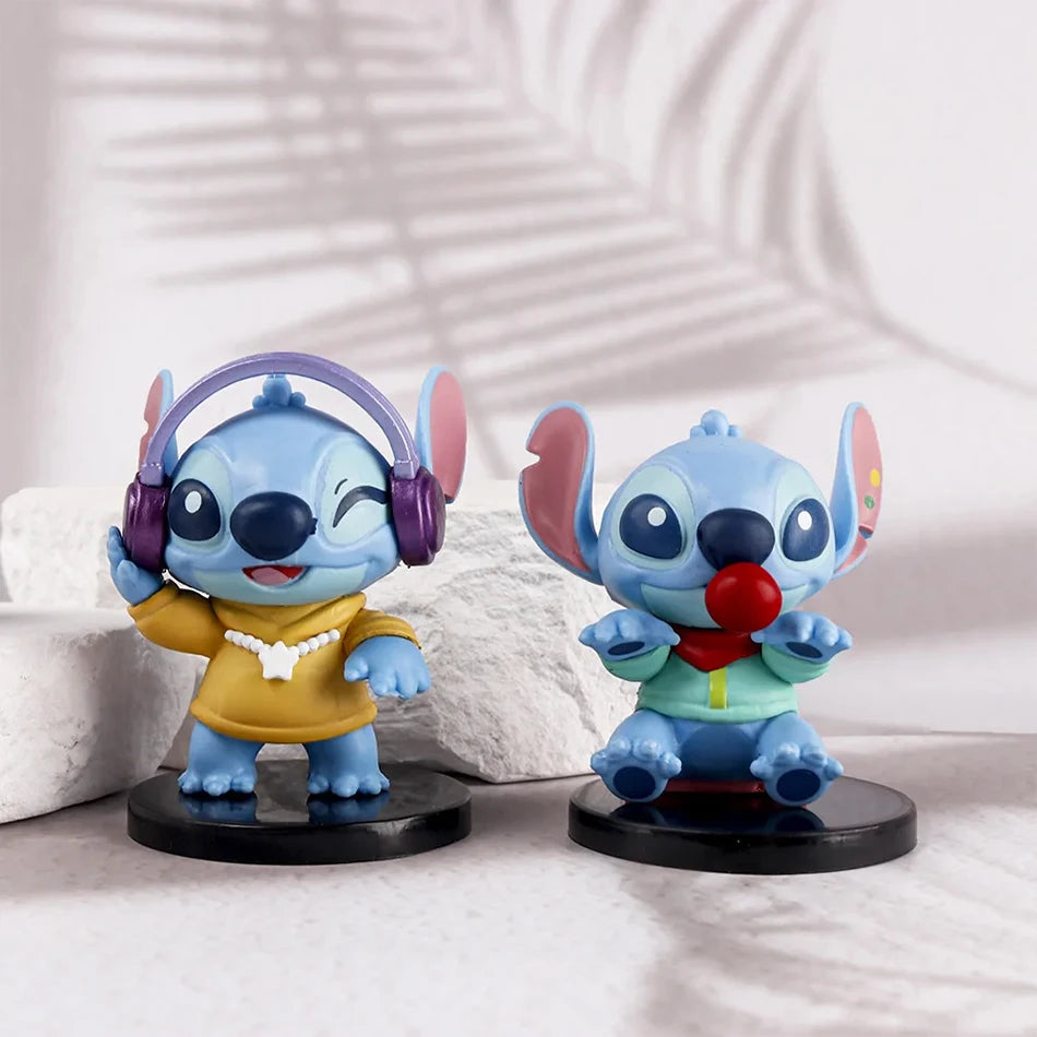 Musikparty-Serie Star Baby Anime Film Stitch Handgefertigtes PVC-Modell Rock Stitch Handgefertigtes Kinderspielzeug Geburtstagsgeschenk