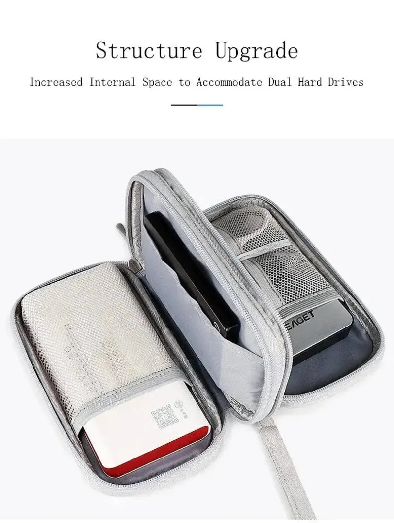 1PC Portable Travel Organizer Bag Waterproof Double Layer Cable Storage Pouch Carry Case for Cord Management