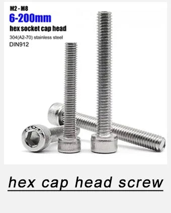 CM M2 M2.5 M3 M4 M5 M6 M8 Hex Hexagon Socket Ultra Thin Flat Wafer Allen Head Bolt Screw 304 A2-70 Stainless Steel