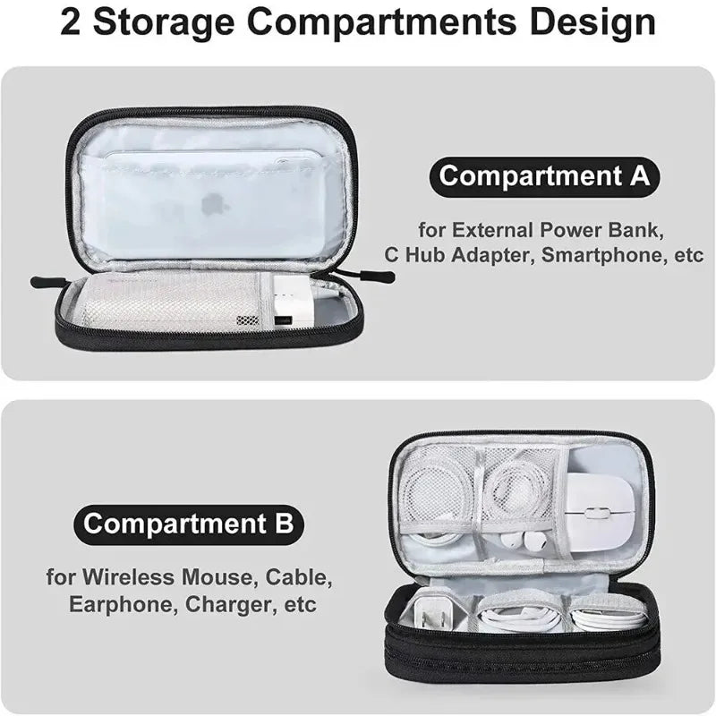 1PC Portable Travel Organizer Bag Waterproof Double Layer Cable Storage Pouch Carry Case for Cord Management