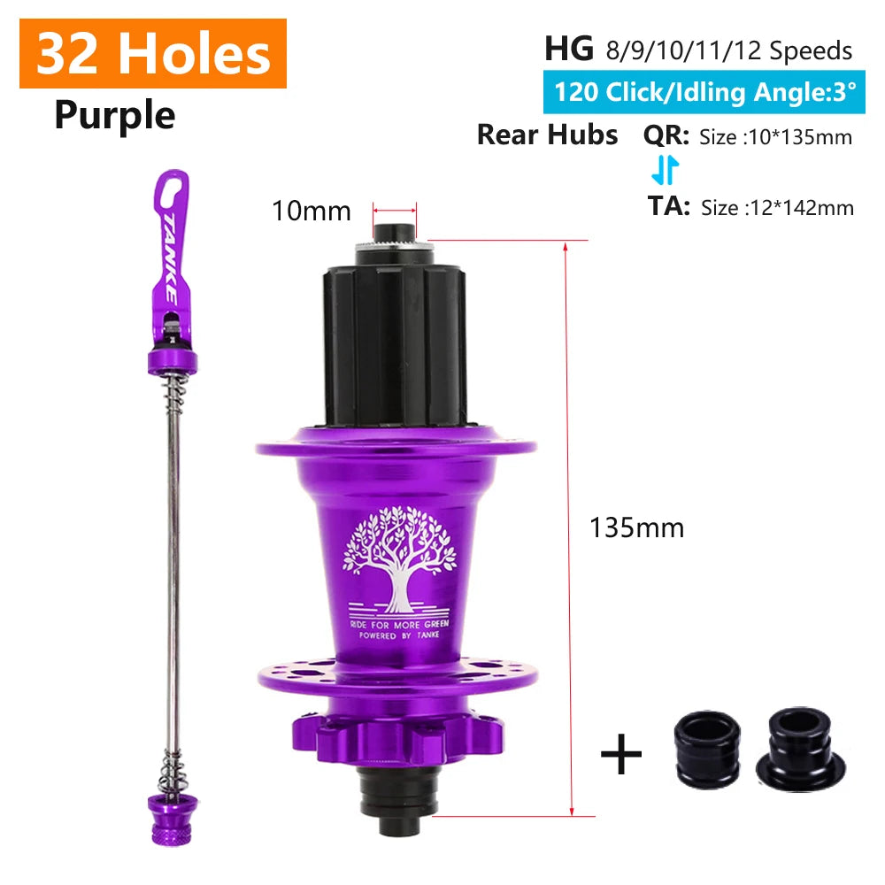 TANKE MTB 120 Click Hub 6 Bearing Bike Front Rear 28 32 36 Holes Disc Brake QR Bicycle mass thunder Noisy Cube 6 Pawl Hubs TH390