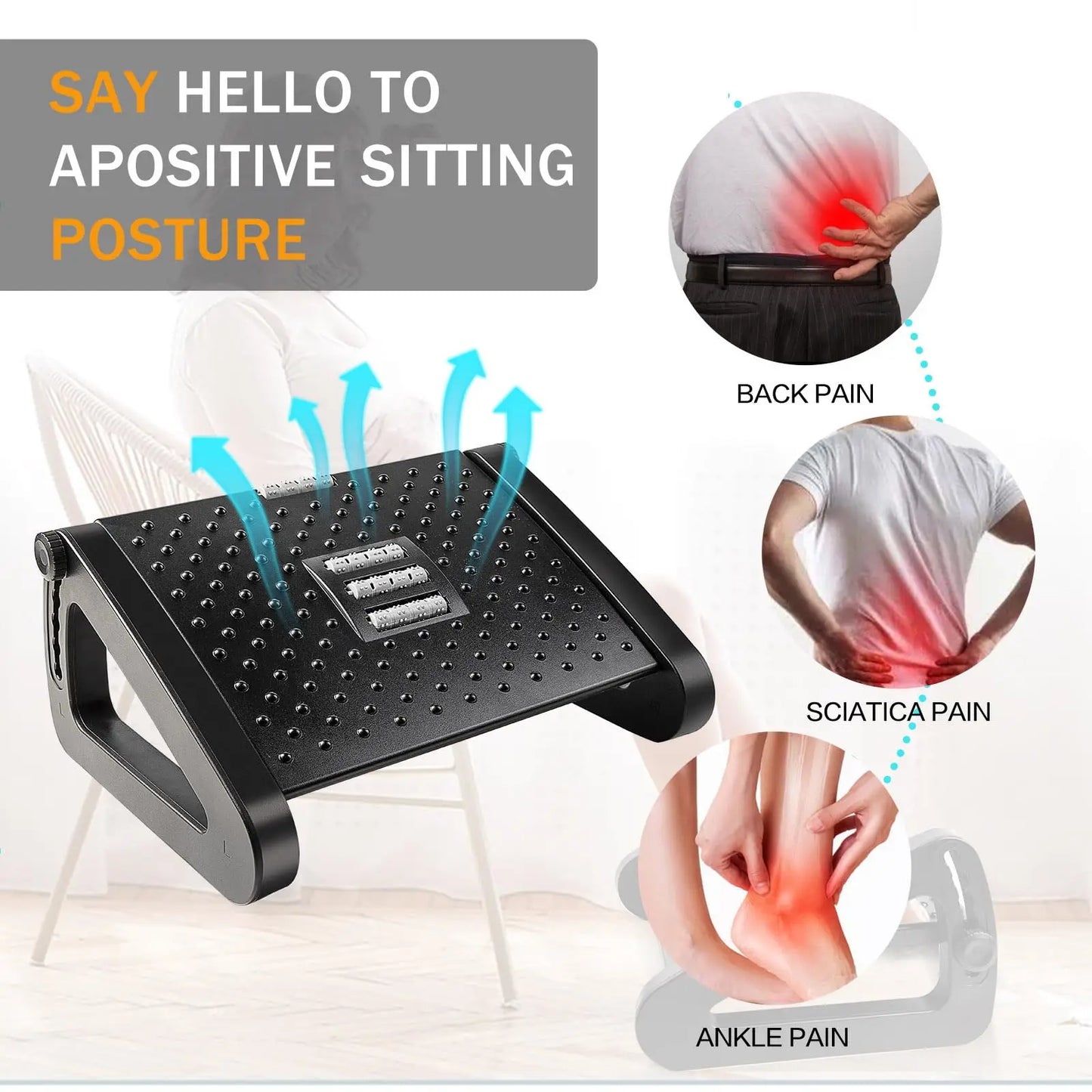 Foot Rest for Under Desk at Work,Adjustable Height Foot Rest Portable Under Desk Foot Stool for Home,Office