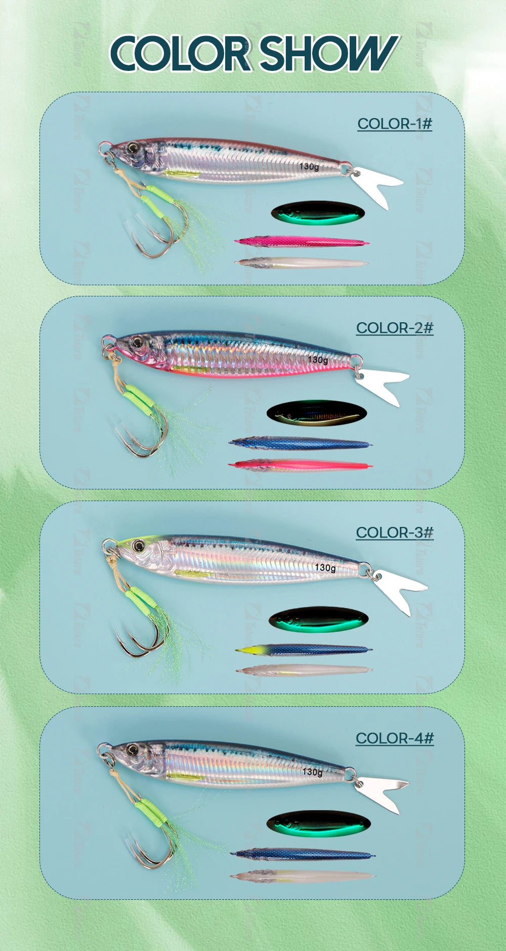TOLU 2024 NEW 3D Printed Fast Sinking Metal Jig Lure 20g-130g With Spool Saltwater Shore Casting Fishing Lure Vertical Metal Jig