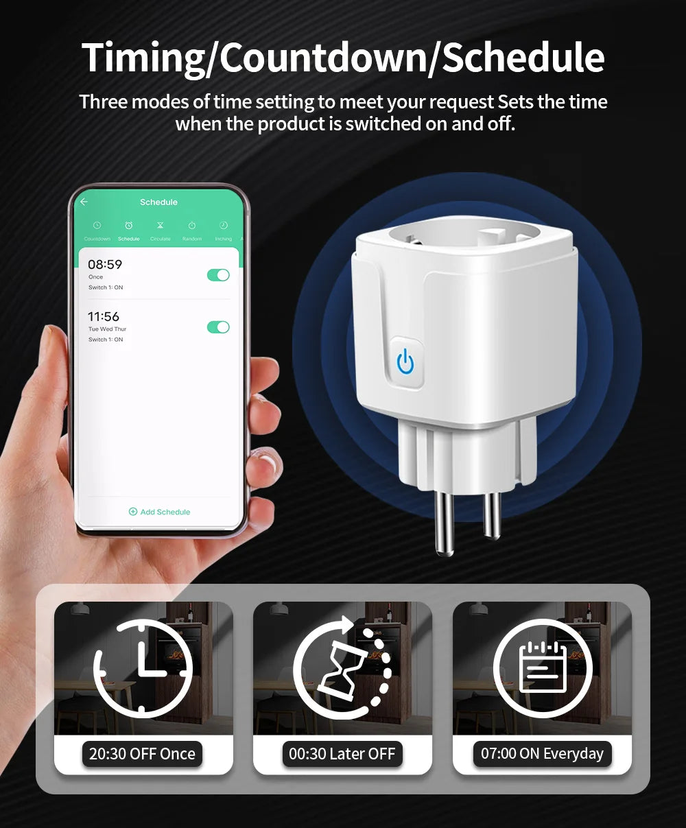 TNCE TUYA Smart Plug WiFi or Zigbee3.0 Socket EU 16A/20A Power Monitor Timing Function Voice Control Work With Alexa Google Home - Shoppiline