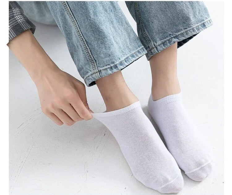 Solid Color Ankle Boat Socks Low Cut Short Style Comfortable Fashionable For Men Women Spring Summer Round Neck Casual