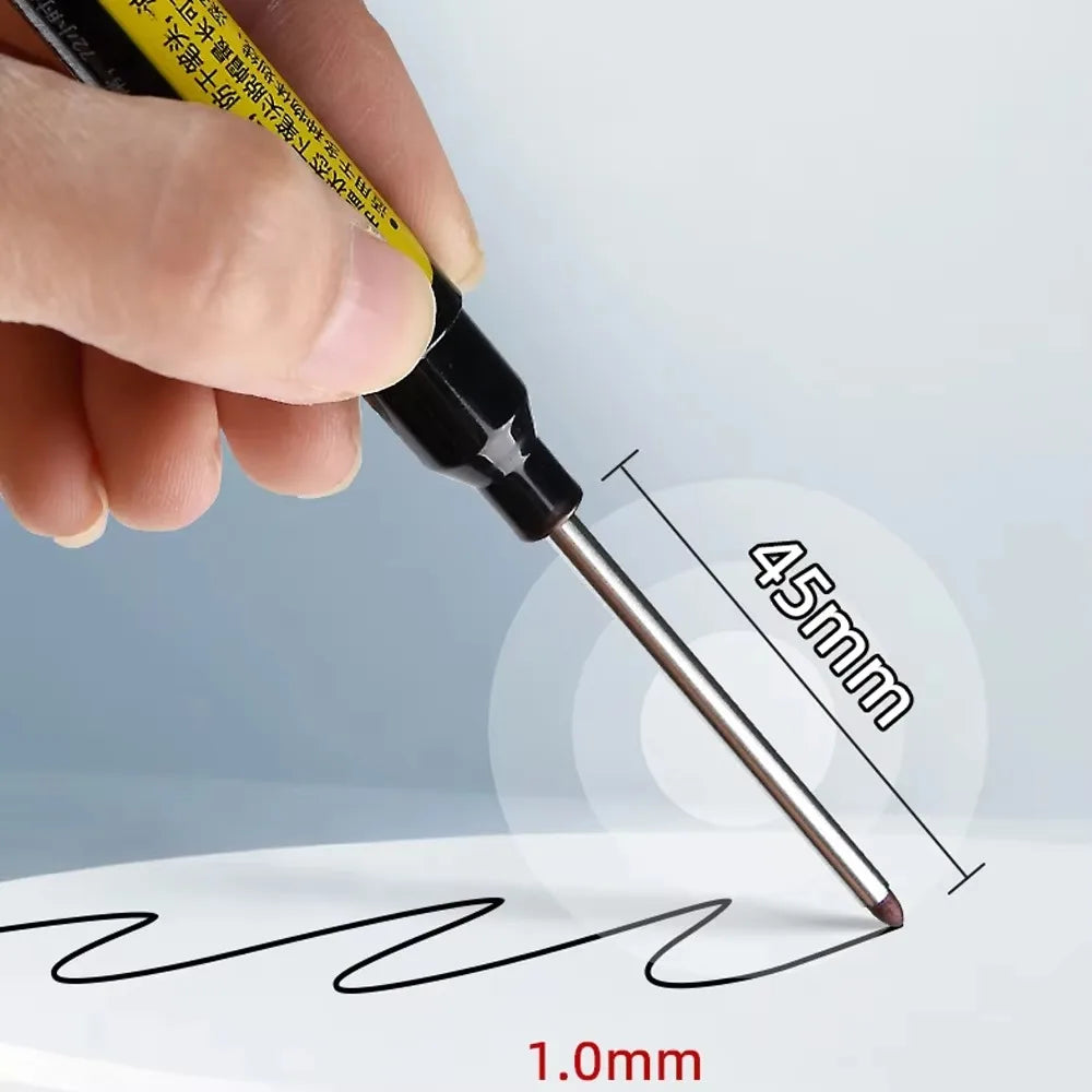 45mm Waterproof Long Head Nib Deep Hole Markers Pen Tile Carpenter Pen Multi-purpose for Woodworking Black/Blue/Red Ink