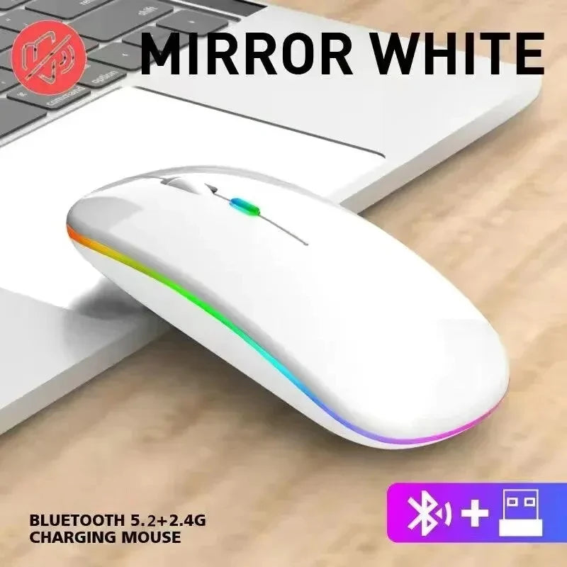 Kabellose Maus Wiederaufladbar Silent LED Hintergrundbeleuchtung Mäuse PC Laptop Computer Maus 2.4Ghz Empfänger Bluetooth Dual Modus Optische Mäuse