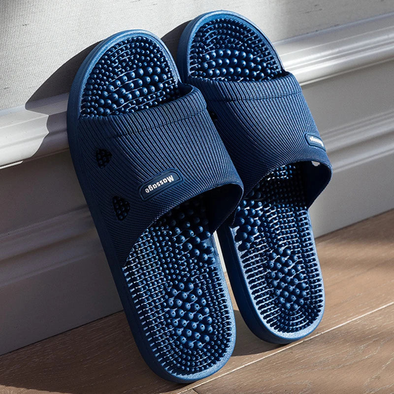 Summer Slippers for Men PVC Massage Non Slip Solid Color Comfortable Durable Bathroom Shoes Cool Pool