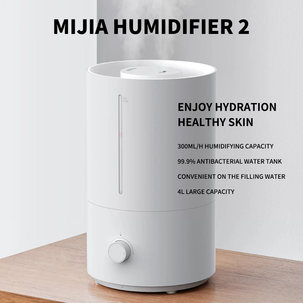 Original MIJIA Humidifier 2 300mL/h Humidification 4L Large Capacity Mist Maker Add Water Home Humidity Control Low Sound CN