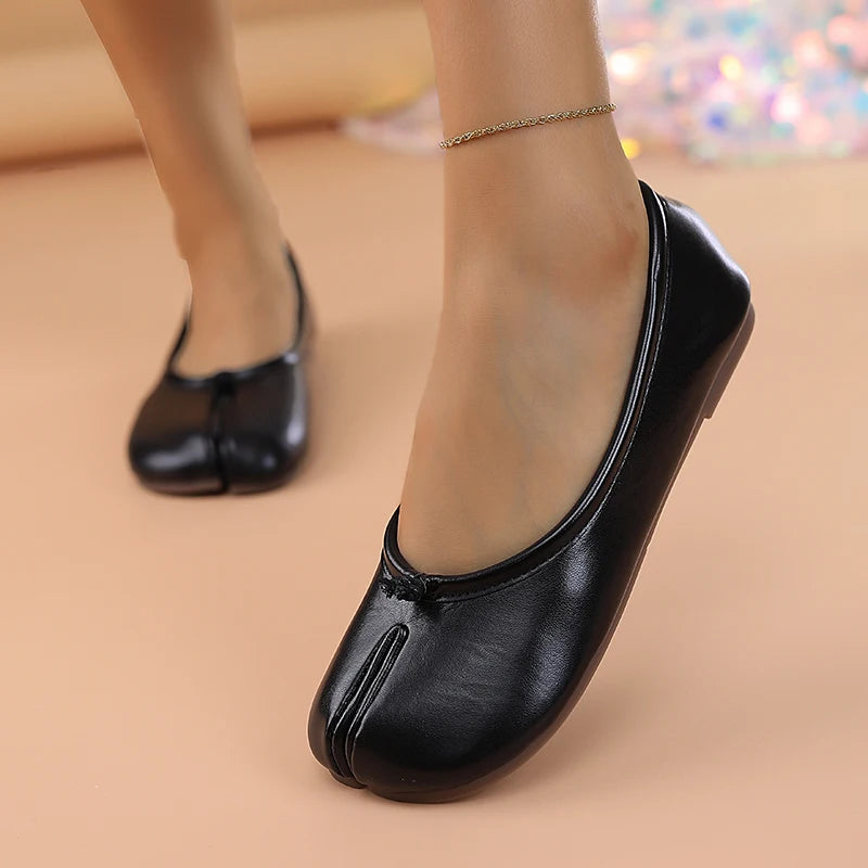 Chaussures plates Tabi pour femmes - Ballerines décontractées à enfiler avec bout fendu, Escarpins élégants et mocassins nouveauté été 2026