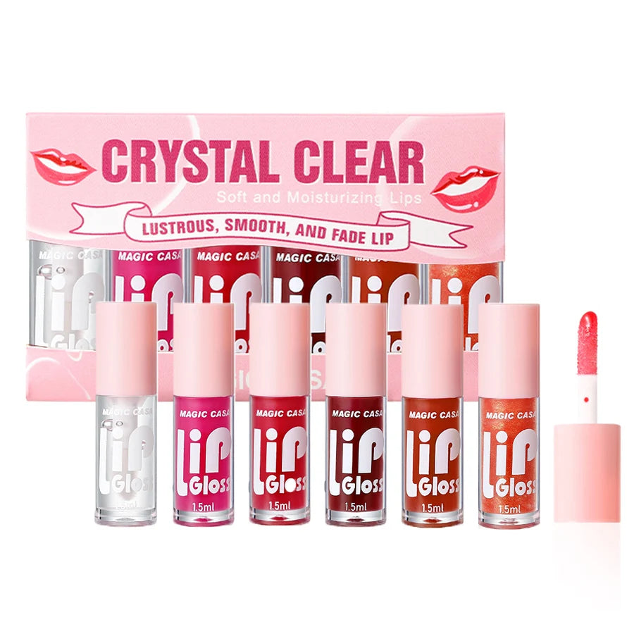 6pcs/set Small bottle Hydrating Jelly Lip Oil long-lasting Moisturizing  smooth shimmering Lip Hydrating Liquid
