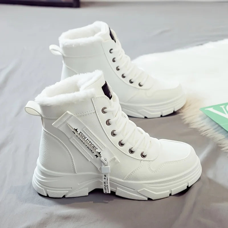 Bottines pour femme, bottes courtes, bottes d'hiver avec doublure épaisse et isolation, élégantes et polyvalentes, bottes d'hiver à semelle épaisse