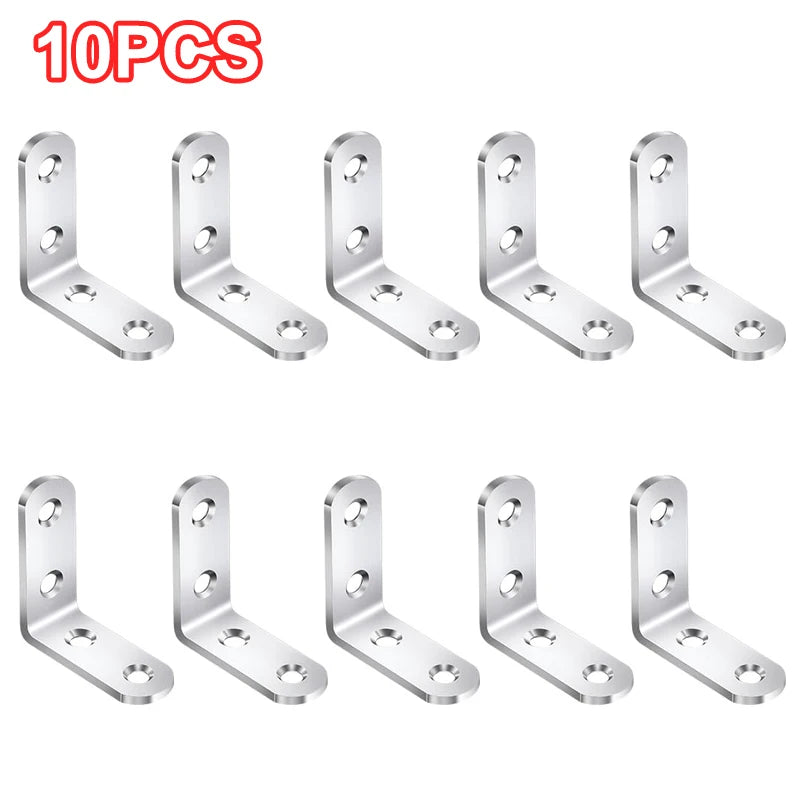 20PCS L Brackets Stainless Steel Corner Braces with Screws, 90° Right Angle Shelf Supports for Wood Furniture Accessories, Table