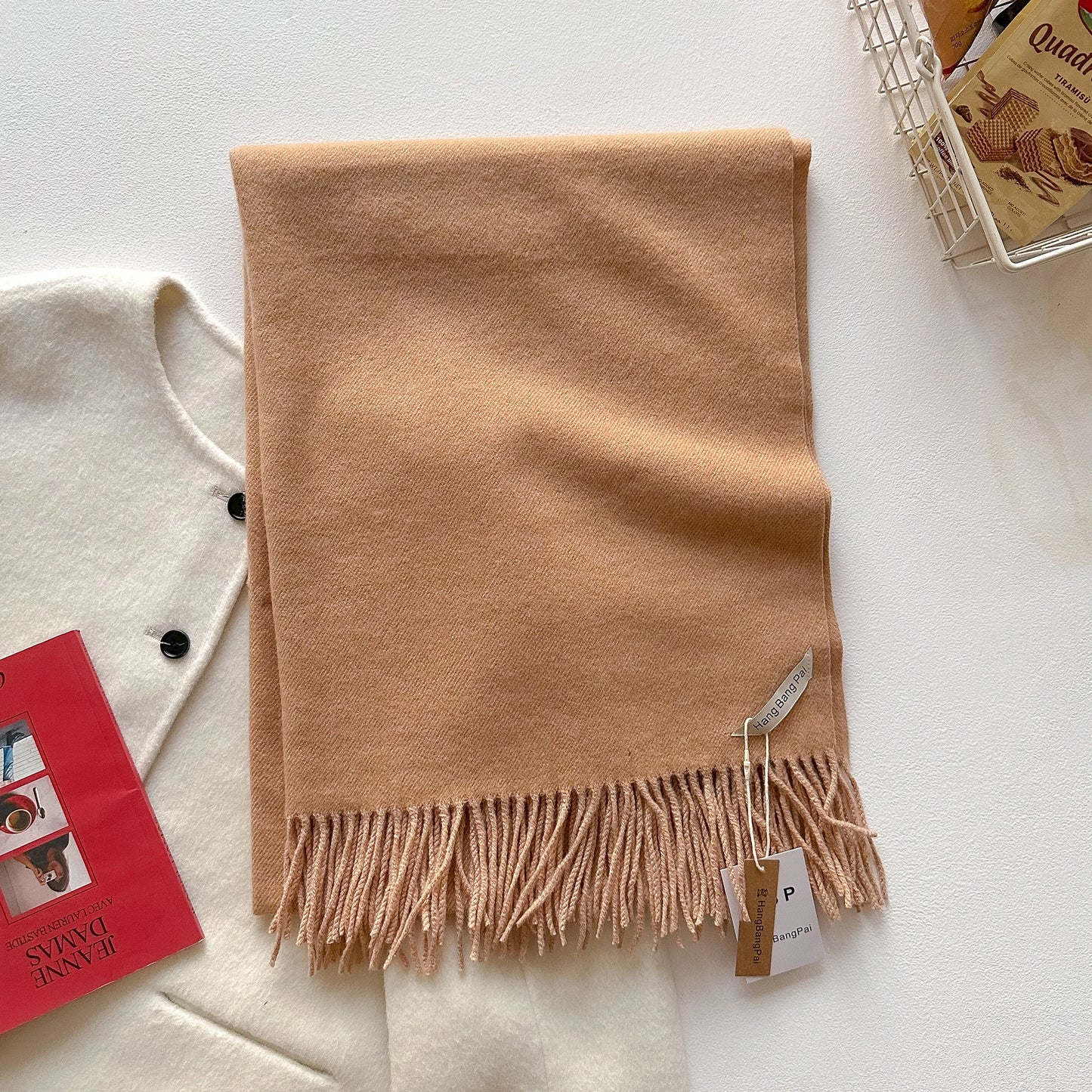 2025 New Winter Wool Scarf For Women Long Warm Cashmere Scarves Hijab Solid Lady Shawl Wrap Female Pashmina Bandana Head Scarfs