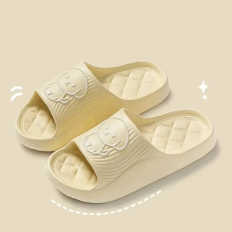 Cute Couple Pillow Slippers Female Bathroom Bath Non-slip  High Quality Soft  Sole Indoor Home Eva Thick Bottom Sandals