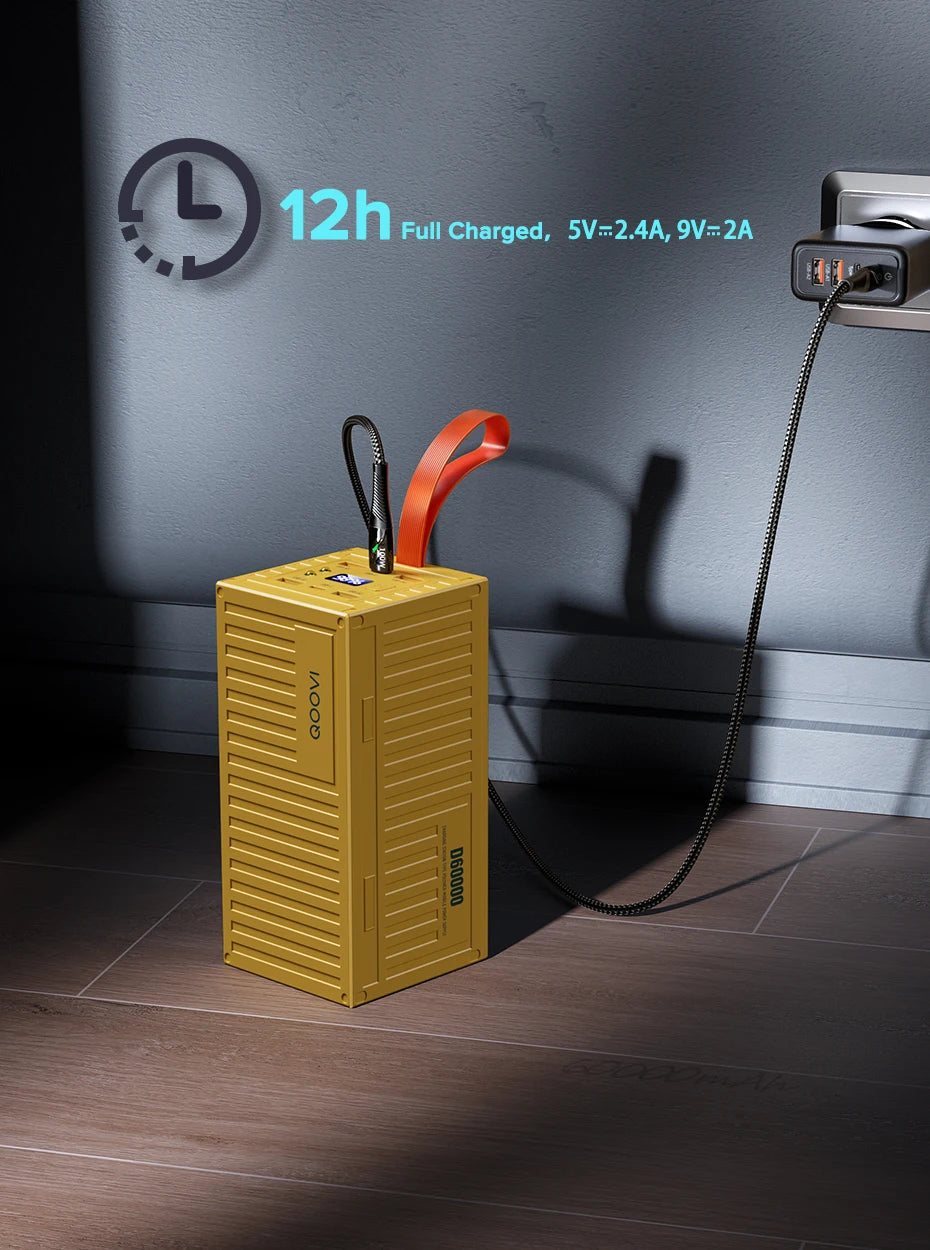QOOVI 60000mAh Power Bank 22.5W PD QC 3.0 Charger Powerbank Large Battery Capacity Power Station Fast Charging For iPhone Xiaomi - Shoppiline